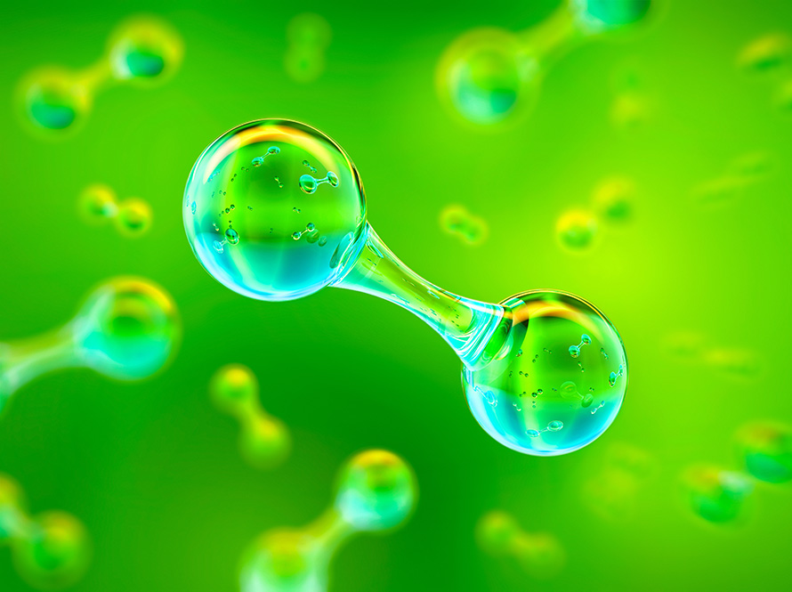 Green and blue hydrogen molecules