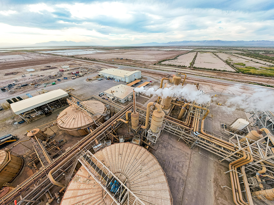Birdseye view of a geothermal facility